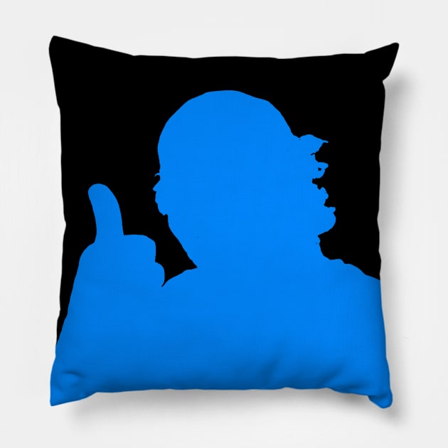 Giving Thumbs Up To The Gods Who Turned Him Blue Pillow by TeachUrb