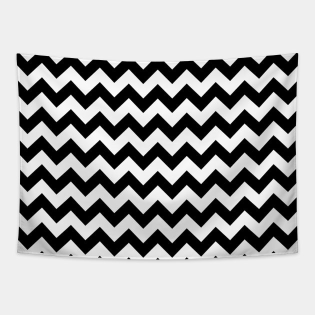 Black and White Zigzag Pattern, Chevron Pattern Tapestry by Jelena Dunčević