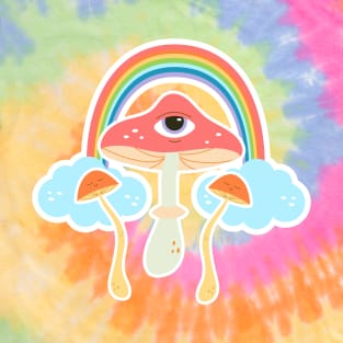 Groovy eye mushroom poster lettering, hippie, joy T-Shirt