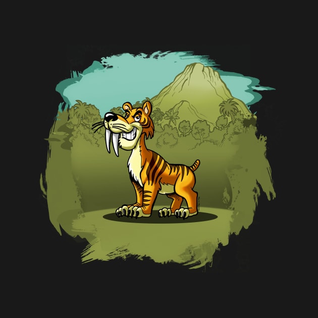 Smilodon cartoon by Mauro_t_shirts