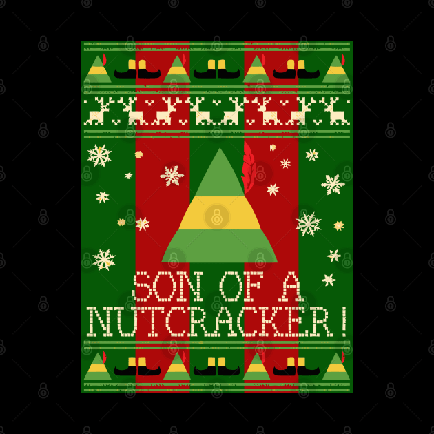 Son Of A Nutcracker Elf Quote Christmas Knit by joeysartworld