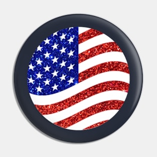 American Flag Glitter Pin