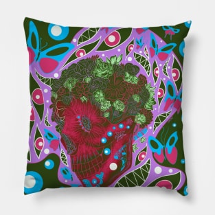 the dead and the butterfly, ecopop mandala Pillow