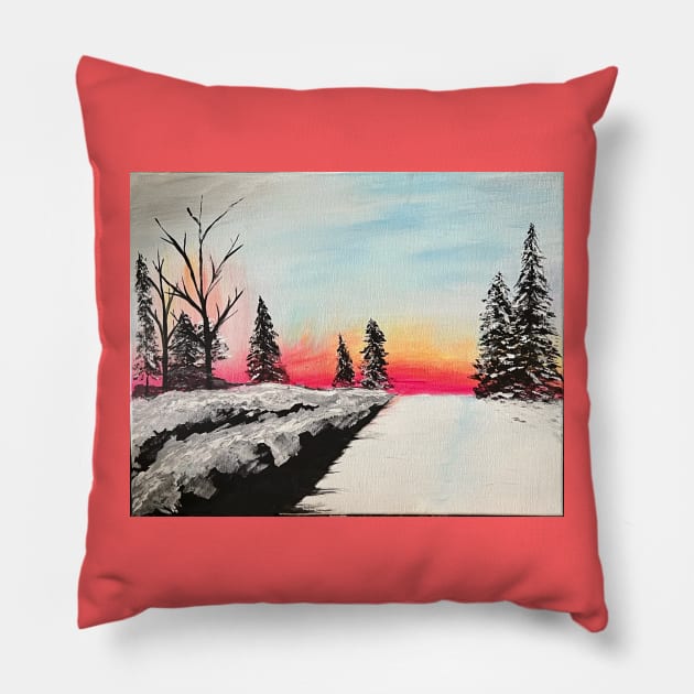 Snowy dawn Pillow by WensINK