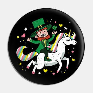 Leprechaun Riding a Unicorn Funny St Patrick's Day Pin