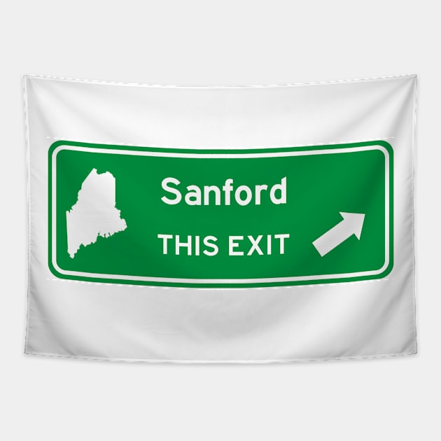 Sanford, Maine Highway Exit Sign Tapestry by Starbase79