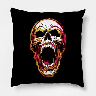 Evil Screaming Skull Design Pillow