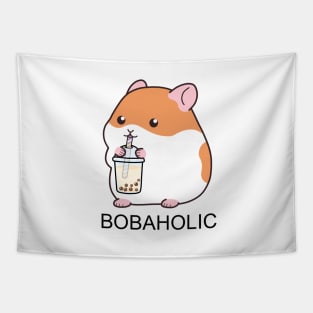 Squishy Bobaholic Hamster Loves Boba Tapestry