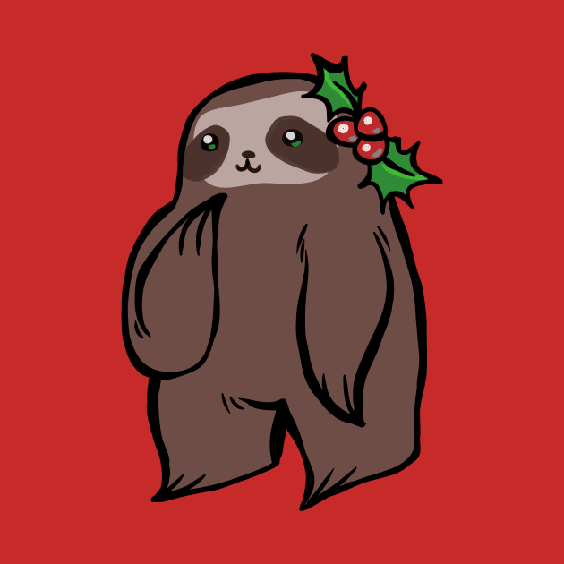 Christmas Holly Sloth by saradaboru