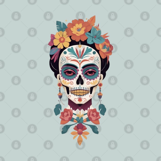 Frida's Sugar Skull Tribute: Colorful Illustration by FridaBubble