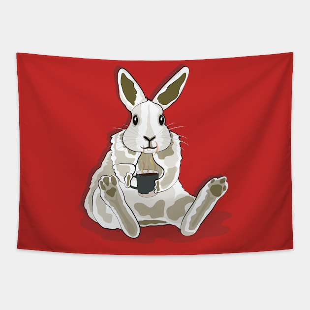 Coffee Is An Animal Right, Rabbit Coffee Tapestry by ArticArtac