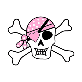 Pink Bandana Pirate Skull And Crossbones Black Jack Jolly Roger T-Shirt