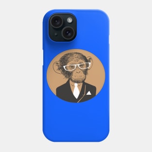 Monkey in black suit with white tie and white glasses Phone Case