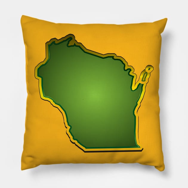 WISCONSIN - GREEN & YELLOW Pillow by upursleeve