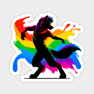 Raving Rainbow LGBTQ Furry Pride Wolf Fursona Magnet