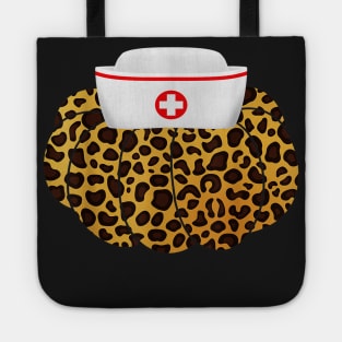 Halloween Costume Nurse Hat Leopard Print Pumpkin Tote