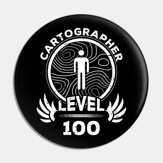 Level 100 Cartographer Mapmaker Gift Pin by atomguy