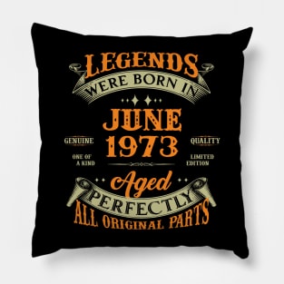 50th Birthday Gift Legends Born In June 1973 50 Years Old Pillow