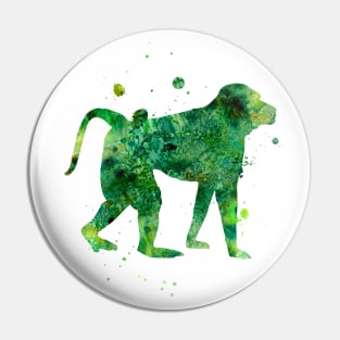 Baboon Watercolor Painting Pin