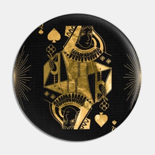 Queen Pikes - Golden playing cards Pin