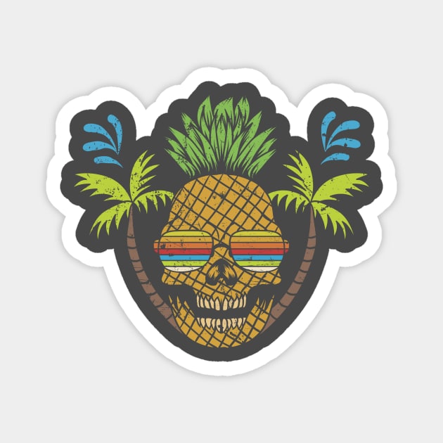 Vacation Mode Pineapple Skull Magnet by Mint Tees