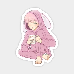 Pink haired boy in a pink bunny pajamas Magnet