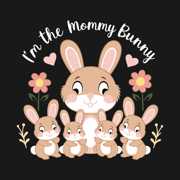 Adorable Mommy Bunny and Babies Springtime Love Design by Firesquare