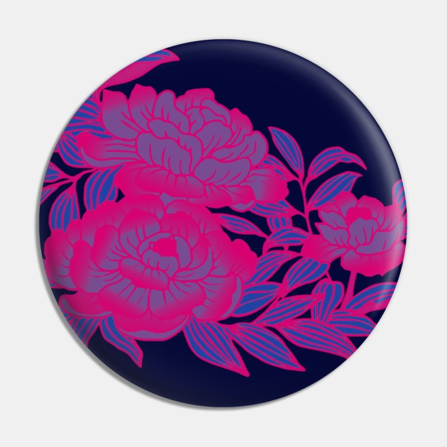 Bisexual Pride Peonies Design Pin by VernenInk