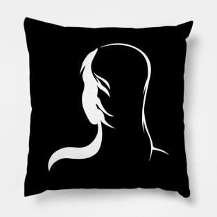 Girl's face and a fox optical illusion Pillow