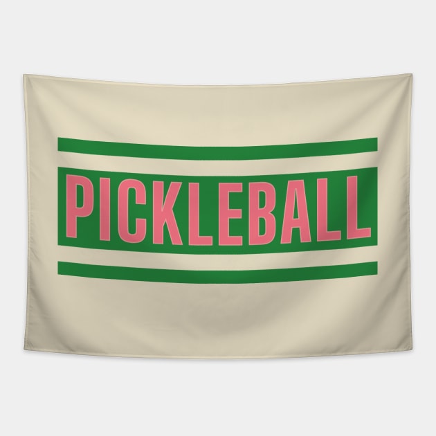 Vintage Retro Pickleball Design | Green & Pink Old Money Tapestry by opptop