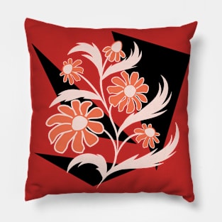 Abstract folk floral art. Flowers print, poster. Pillow