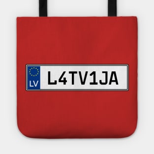 Latvia car license plate Tote