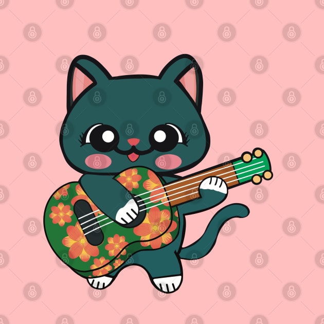 Cat Playing Ukulele by FlippinTurtles