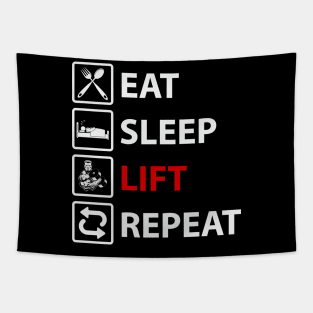 Eat Sleep Lift Repeat | Motivational & Inspirational | Gift or Present for Gym Lovers Tapestry