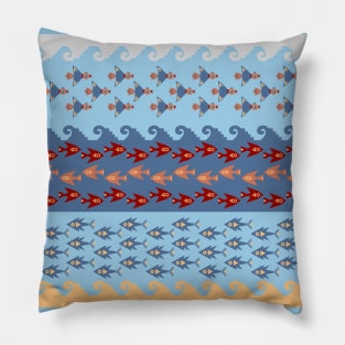 Inca Ethnic Pattern Fish and Birds Pillow