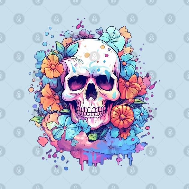 Beauty flowers skull by Fyllewy