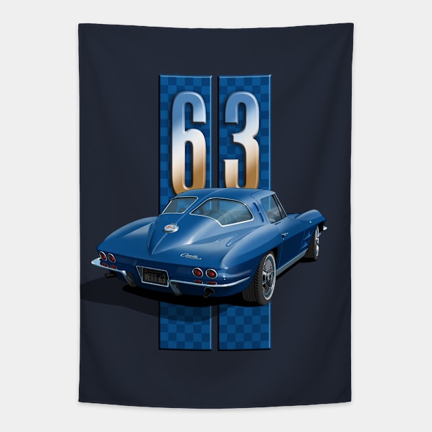 63 Corvette Tapestry by candcretro