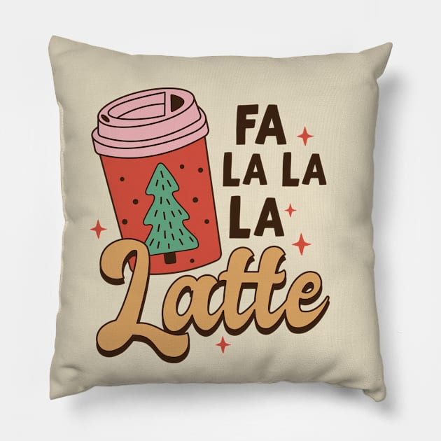 Funny Retro Latte Coffee Holiday Christmas Pillow by Mix Master Repeat