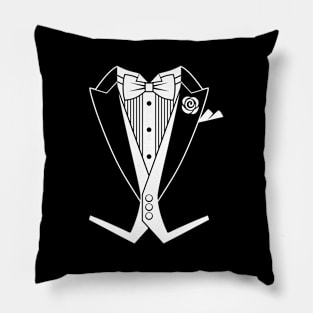 Tails Tuxedo White Tie Pillow