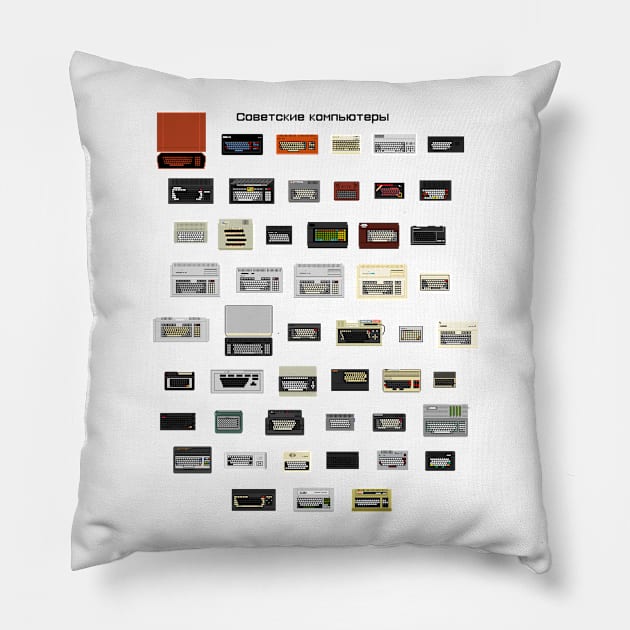 Pixel Soviet Home Computers Pillow by Vampireslug