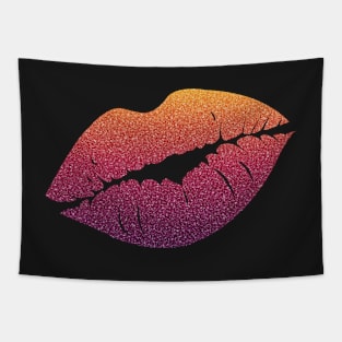 Dark Sunset Ombre Faux Glitter Lips Tapestry