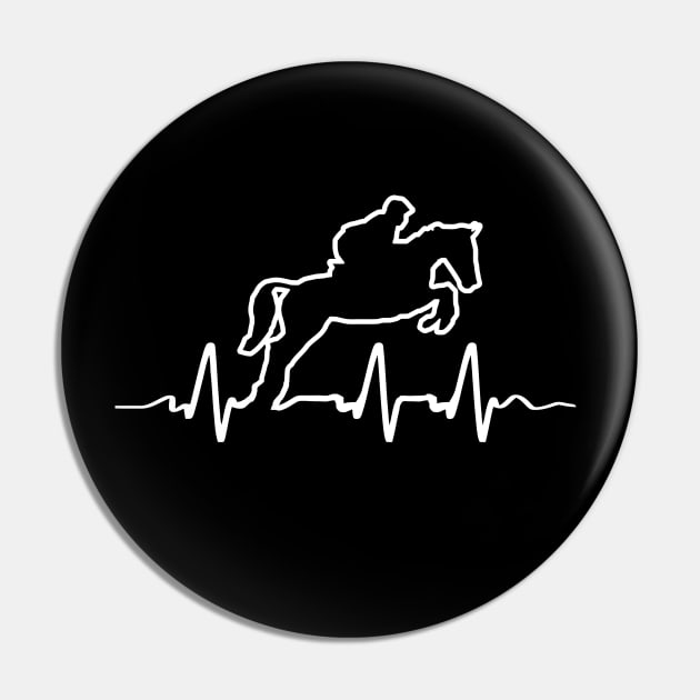 EKG Love Horse Jumping Equestrian Heartbeat Pulse Line Pin by TeeCreations