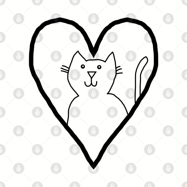 My Valentine Cat Heart Minimal Line Drawing by ellenhenryart