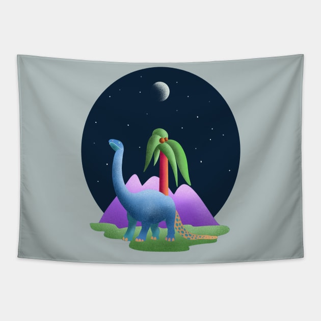 Brontosaurus Dinosaur Tapestry by Renee Ciufo Illustration