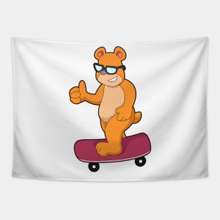 Bear as Skater with Skateboard Tapestry