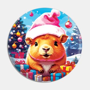 Cute Capybara Christmas Pin