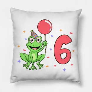I am 6 with frog - kids birthday 6 years old Pillow