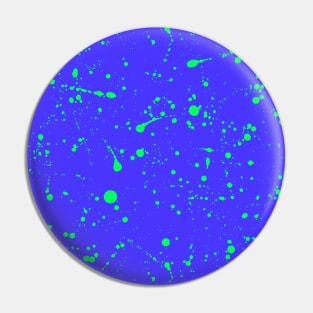 Neon Green Spray Splatter On Blue Violet Pin