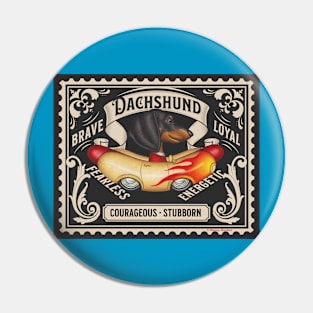 Cute Funny Doxie Dachshund Wiener Dog Stamp Design Pin
