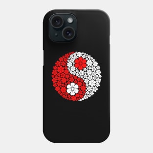 Red and White Yin Yang Flowers Phone Case